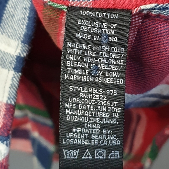 MG BLACK LABEL Plaid Button down Shirt Red Men's Size L - Picture 7 of 8